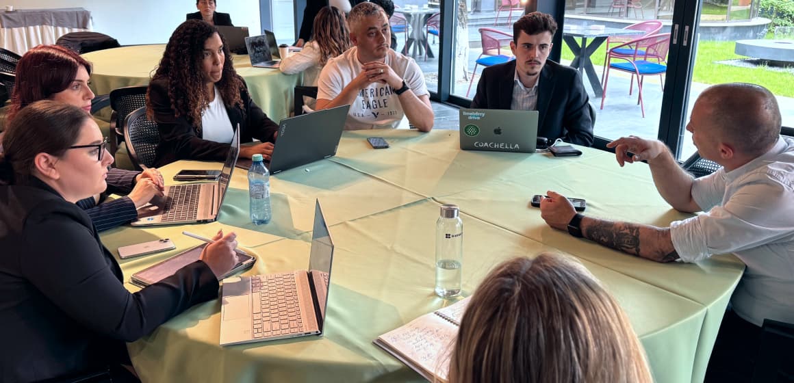 Students working at a round table